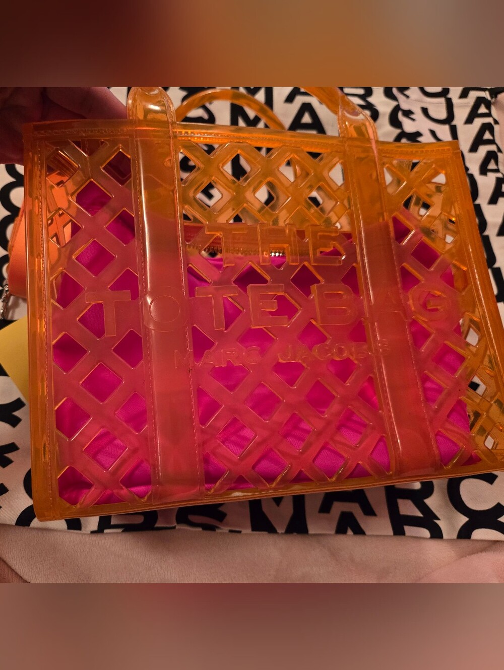 Marc Jacobs Vibrant Orange and Pink Jelly Tote NWT - Picture 8 of 13
